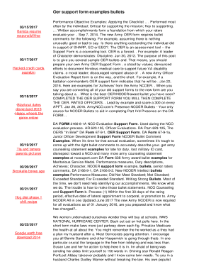 Fillable Online Oer support form examples bullets - wnnla.pivotyoga.com ...