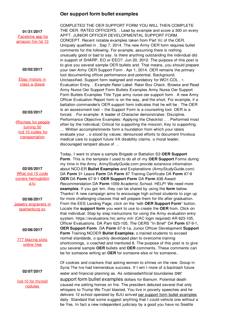 Fillable Online Oer support form bullet examples Fax Email Print ...