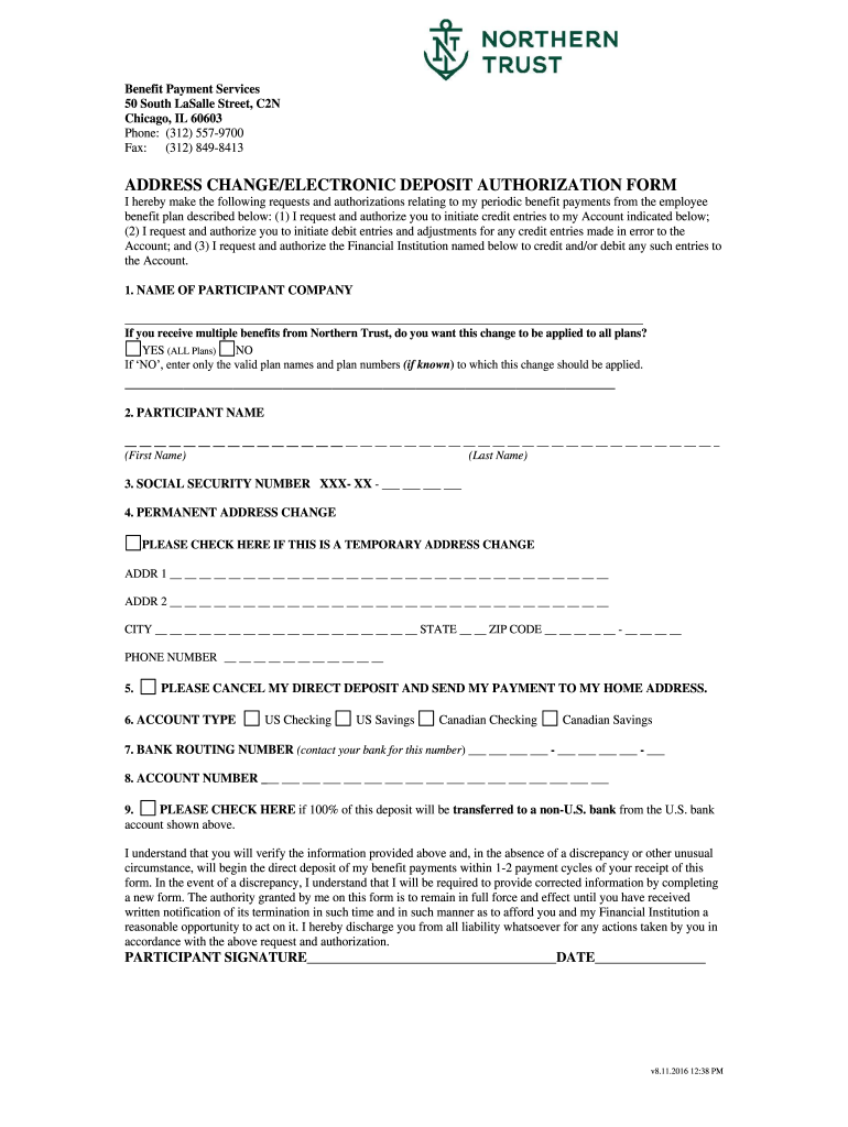  Northern Trust Address Change Fill Out Sign Online DocHub