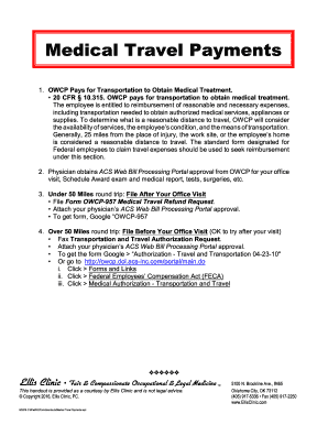Fillable Online OWCP Pays for Transportation to Obtain Medical ...