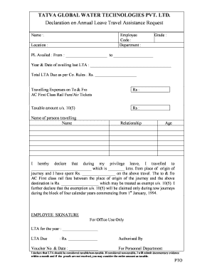 leave travel allowance application format