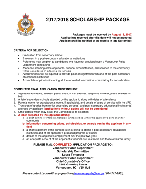 VPD Scholarship Application - City of Vancouver