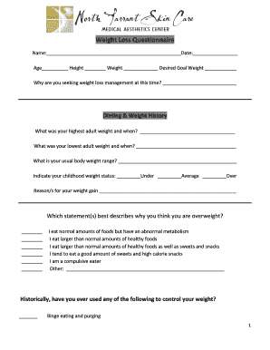 Fillable Online weight loss forms 2 .docx Fax Email Print - pdfFiller