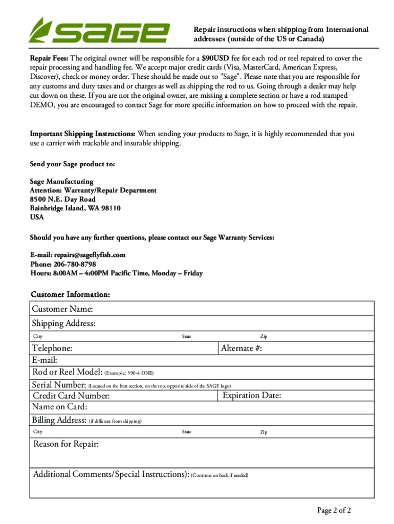 sage fly rod repair Preview on Page 1
