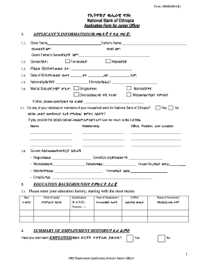 employment form template word