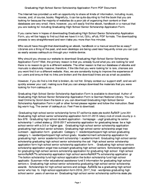 Fillable Online Graduating High School Senior Scholarship Application ...