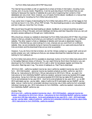 Fillable Online Ca Form 540a Instructions 2013 PDF ...