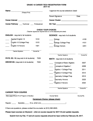 Fillable Online 10th Grade CT Registration Form Fax Email Print - pdfFiller