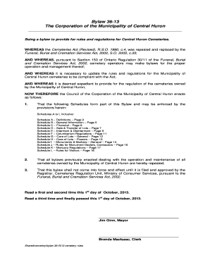Bylaw 36-2013 Cemetery Rules - Central Huron - Document Center