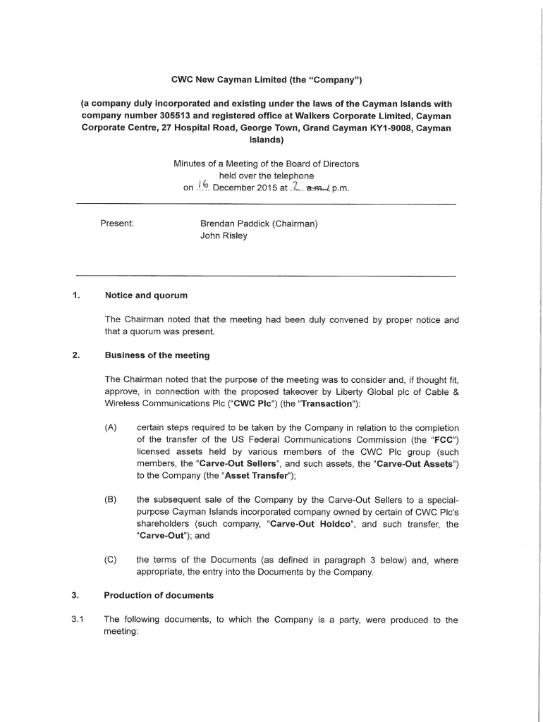 Fillable Online CWC New Cayman Limited (the Fax Email Print