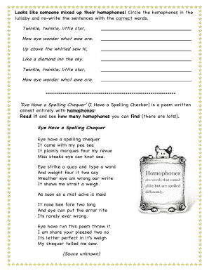 fillable online homophones worksheets doc fax email print pdffiller