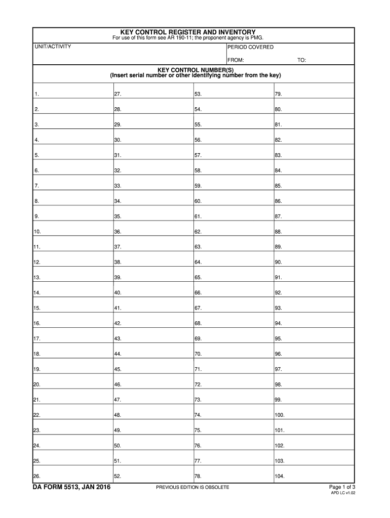 2016-2024 DA 5513 (Formerly 5513-R) Fill Online, Printable, Fillable, Blank - pdfFiller