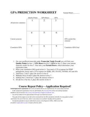 Fillable Online GPA PREDICTION WORKSHEET Fax Email Print - pdfFiller