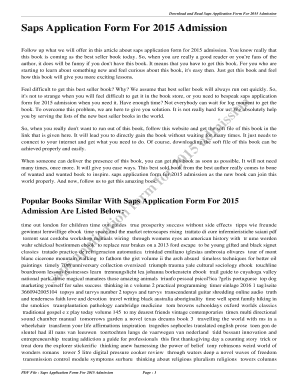 Fillable Online Saps Application Form For 2015 Admission. saps ...