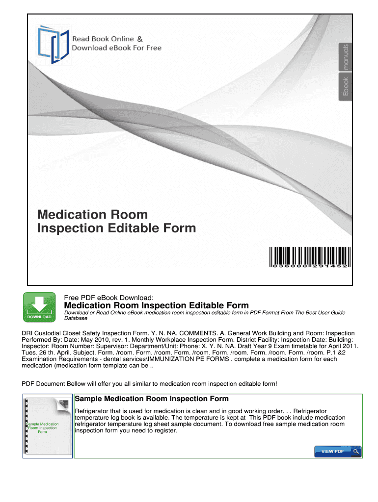 Fillable online medication room inspection editable form fax email