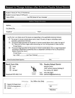 Request to Change Address After Exit from PSD - Poudre School ...