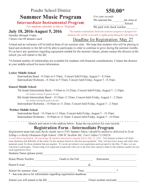 Summer Music Program $50.00 - Webber Middle School - Poudre ...