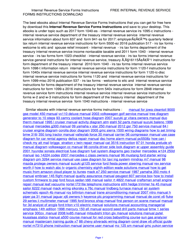 Fillable Online Internal Revenue Service Forms Instructions Internal 