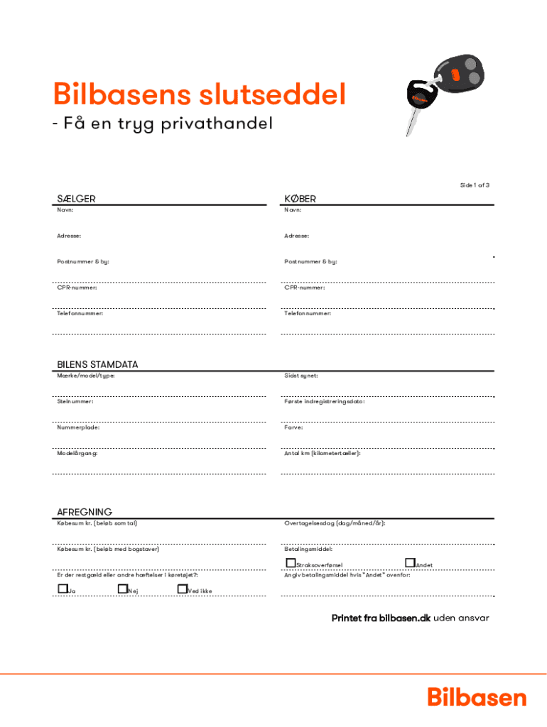 slutseddel skabelon word Preview on Page 1