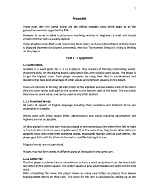 Fillable Online These rules (the PSA Game Rules) are the official ...