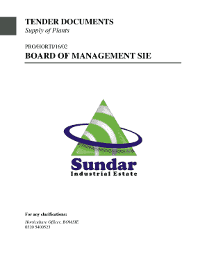 Tender Documents for Supply of Plants - Sundar Industrial Estate