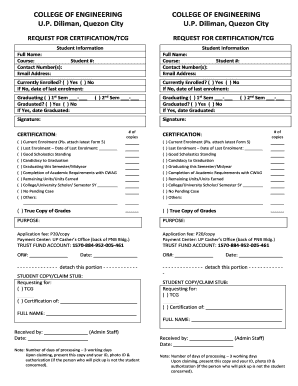 College of Engineering Certification Request