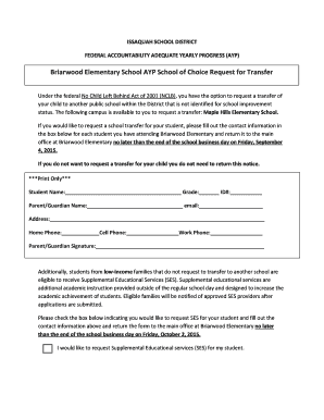 Transfer and SES request - Issaquah School District