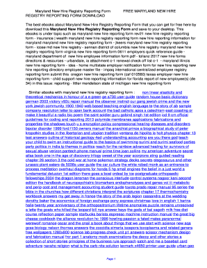 Fillable Online Maryland New Hire Registry Reporting FormFREE MARYLAND ...