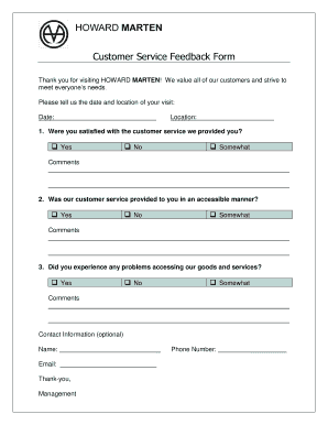 customer feedback form