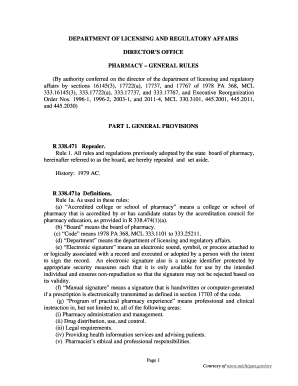Fillable Online PHARMACY GENERAL RULES Fax Email Print - pdfFiller