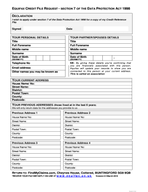 Fillable Online EQUIFAX CREDIT FILE REQUEST - SECTION 7 OF THE DATA ...