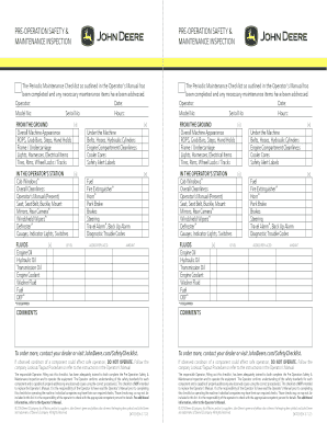 John Deere Pre-Operation Safety & Maintenance Inspection