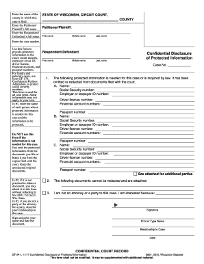 Wisconsin Confidential Disclosure of Protected Information