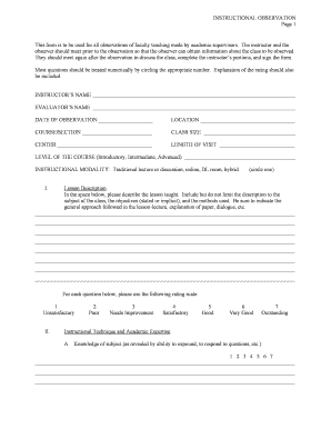 INSTRUCTIONAL OBSERVATION