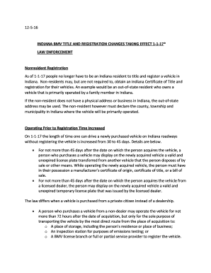 Fillable Online INDIANA BMV TITLE AND REGISTRATION CHANGES TAKING ...