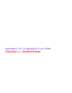 Fillable Online Instructions For Completing Irs Form 1040a Fax Email ...