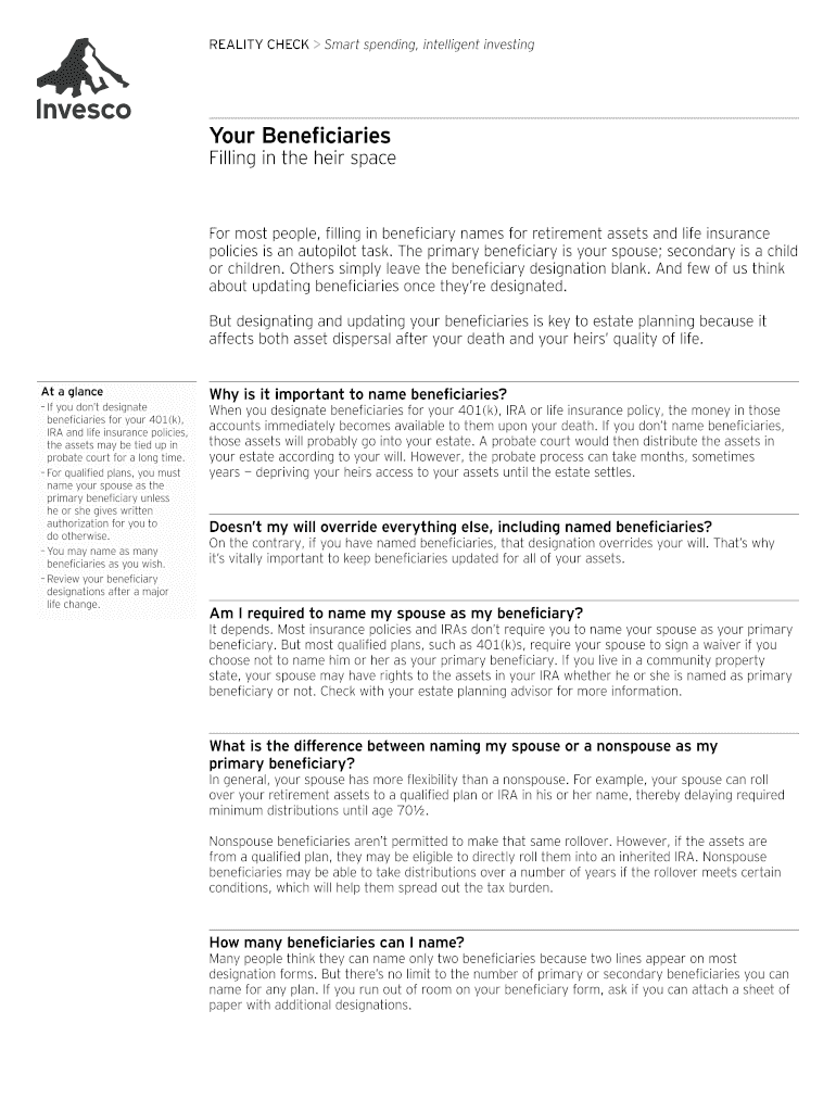 Fillable Online Your Beneficiaries Fax Email Print PdfFiller