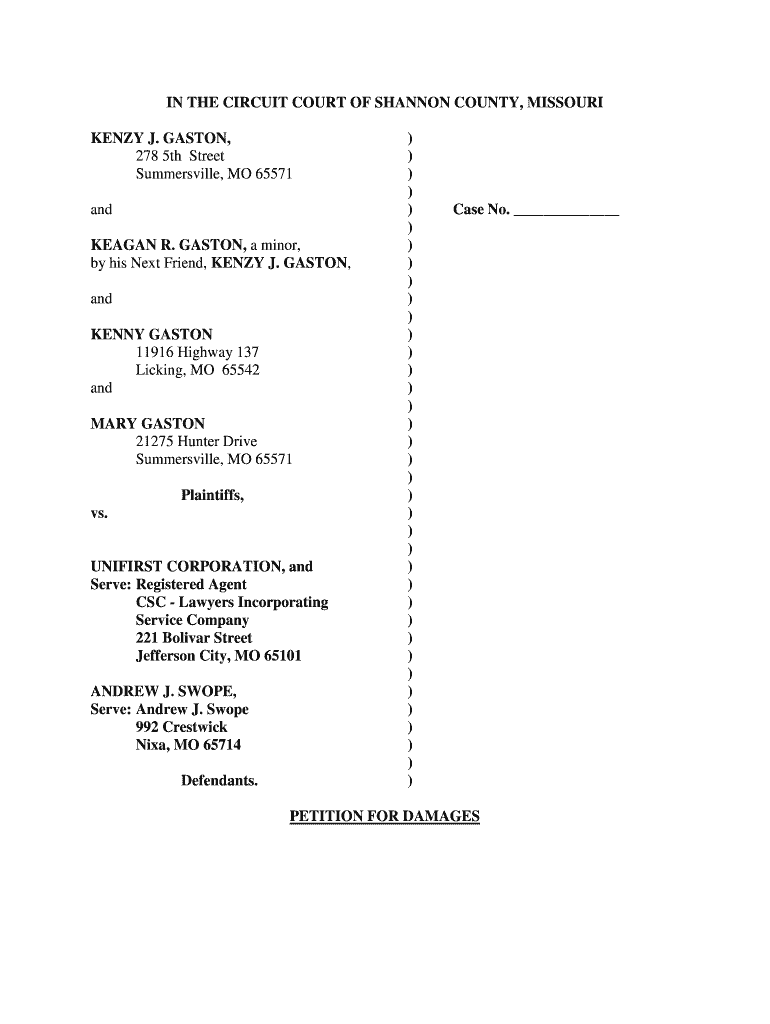 Fillable Online IN THE CIRCUIT COURT OF SHANNON COUNTY, MISSOURI Fax
