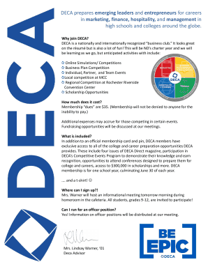 Fillable Online DECA prepares emerging leaders and entrepreneurs for ...