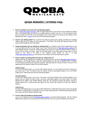 Fillable Online QDOBA REWARDS CATERING FAQs Fax Email Print - pdfFiller