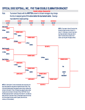 Fillable Online , FIVE TEAM DOUBLE ELIMINATION BRACKET Fax Email Print ...