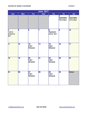 Fillable Online SOUND OF MUSIC CALENDAR Fax Email Print - pdfFiller