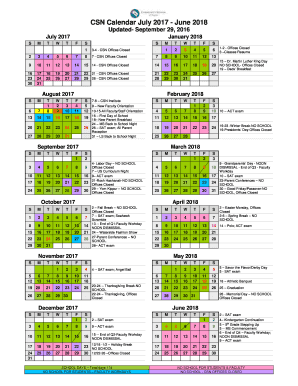 Csn Calendar - Fill Online, Printable, Fillable, Blank | pdfFiller
