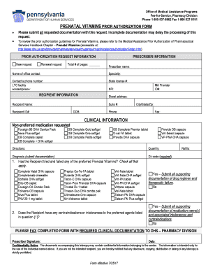 Prenatal Vitamins Prior Authorization Form