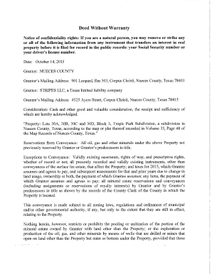 Fillable Online Deed Without Warranty Fax Email Print - pdfFiller