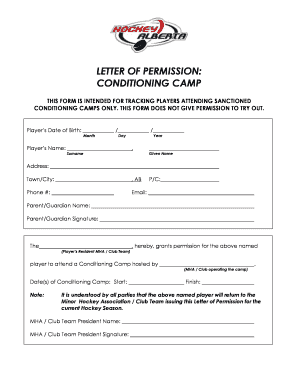 Letter of Permission for Conditioning Camp