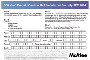 McAfee Internet Security 3PC 2014 Rebate Form