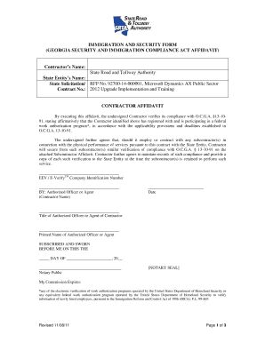 Immigration and Security Form (Ref: Addendum #1)