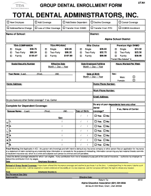 Utah Group Dental Enrollment Form