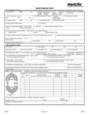 MetLife Dental Expense Claim Form
